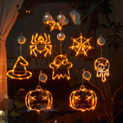 Halloween Window Hanging Lights | LED Spider, Pumpkin & Ghost Decorations
