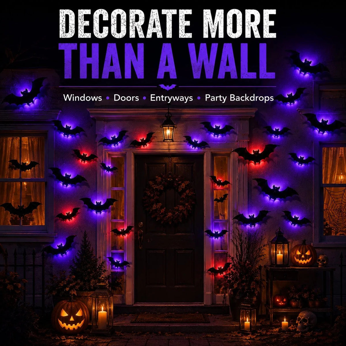 3D LED Glowing Bat Wall Decorations – Halloween Flying Bat Swarm Set