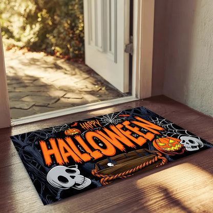Halloween Pumpkin Ghost Doormat | Non-Slip Absorbent Home Decor Rug
