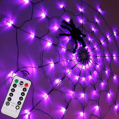 Halloween Spider Web LED Lights – Spooky Outdoor & Indoor Decoration