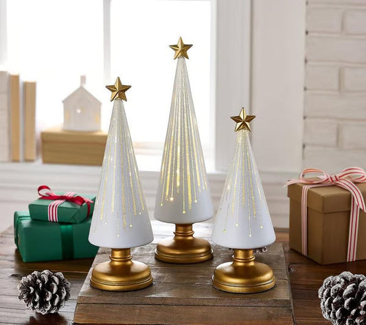 Illuminated Starry Night Tree Set | Glass Holiday Decor by Valerie