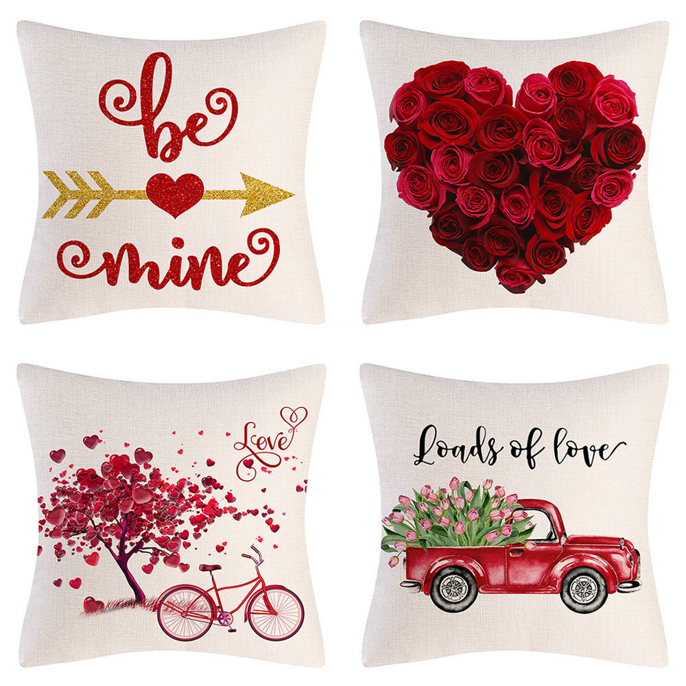 Valentine's Day Linen Throw Pillowcase Gift
